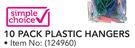 Simple Choice 10 Pack Plastic Hangers-Each