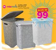 Missmolly Floral Linen Bin With Lid-Each