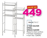 Mainstays 3 Tier Silver Steel Space Saver-Each
