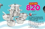 Tissolli 12 Piece Stainless Steel Saphire Solid Lids Pot Set