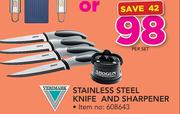 Verimark Stainless Steel Knife And Sharpener-Per Set