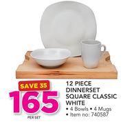 12 Piece Dinnerset Square Classic White