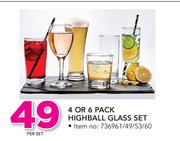 4 Or 6 Pack Highball Glass Set