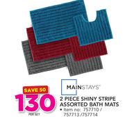 Mainstay 2 Piece Shiny Stripe Assorted Bath Mats-Per Set