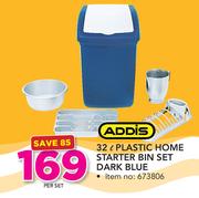 Addis 32Ltr Plastic Home Starter Bin Set Dark Blue