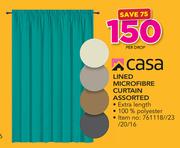 Casa Lined Microfibre Curtain Assorted-Per Drop