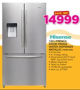 Hisense 720Ltr French Door Fridge With Water Dispenser Metallic 720FS-WD