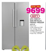 Defy 694Ltr Side By Side Metallic Fridge/Freezer DFF418