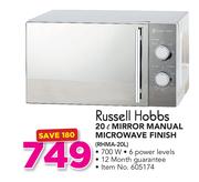Russell Hobbs 20Ltr Mirror Manual Microwave Finish RHMA-20L