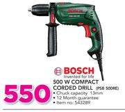 Bosch 500W Compact Corded Drill PSB 500RE