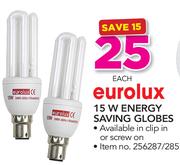 Eurolux 15W Energy Saving Globes-Each