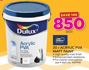 Dulux 20Ltr Acrylic PVA Matt Paint-Each
