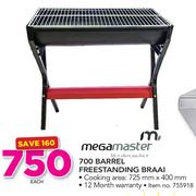 Mega Master 700 Barrel Freestanding Braai-Each