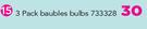 3 Pack Baubles Bulbs