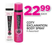 Coty Exclamation Body Spray-Each