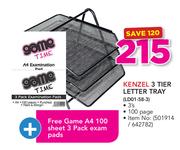 Kenzel 3 Tier Letter Tray(LD01-58-3) + Free Game A4 100 Sheet 3 Pack Exam Pads