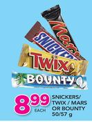 Snickers/Twix/Mars Or Bounty-50/57g Each