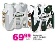 Savanna Light Or Dry-6x330ml Each