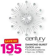 Century Diamond Burst Clock 