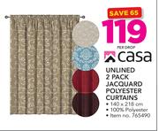 Casa Unlined 2 Pack Jacquard Curtains-Per Drop