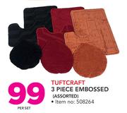 Tuftcraft 3 Piece Embossed Assorted-Per Set
