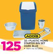 Addis 32Ltr Plastic Home Starter Bin Set Dark 