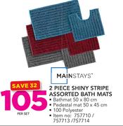 Mainstays 2 Piece Shiny Stripe Assorted Bath mats-Per Set