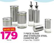 7 Piece Glass & Stainless Steel Canister Set-Per Set