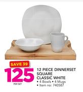 12 Piece Dinnerset Square Classic White-Per Set