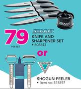Shogun Knife & Sharpener Set-Per Set Or Shogun Peeler