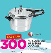 Tissolli 4Ltr Solid Lid Pressure Cooker-Each