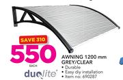Duolite Awning 1200mm Grey/Clear-Each