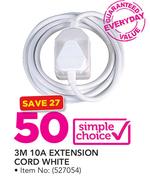 Simple Choice 3M 10A Extension Cord White