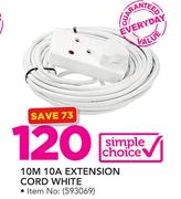 Simple Choice 10M 10A Extension Cord White
