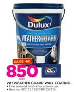 Dulux 20Ltr Weather Guard Wall Coating