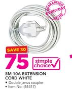 Simple Choice 5M 10A Extension Cord White