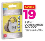 3 Digit Combination Padlock