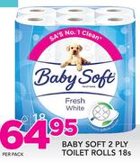 Baby Soft 2 Ply Toilet Rolls-18's Per Pack