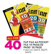 Flip File A4 Pocket File 10 Page/20 Page & 30 Page-For All