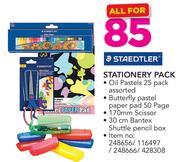 Steadtler 25 Pack Oil Pastel, Butterfly Paper Pad 50 Pages, 170mm Scissor & 30cm Bentex Pencil Box