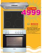 Bosch 60cm Multifunction Oven, 60cm Ceramic Hob & Extractor HEN201E2-All For