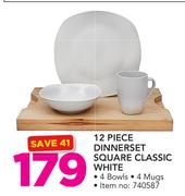 12 Piece Dinnerset Square Classic White