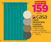 Casa Lined Microfibre Curtain Assorted-Per Drop 