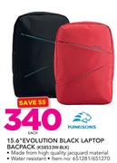 Kingsons 15.6" Evolution Black Laptop Backpack(KS8533W-BLK)-Each
