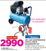 Tradeweld 50Ltr Air Compressor With 5 Piece Accessory Kit