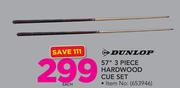Dunlop 57" 3 Piece Hardwood Cue Set-Each