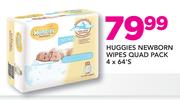 Huggies Newborn Wipes Quad Pack-4x64's