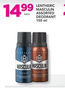 Lentheric Masculin Deodrant-150ml Each