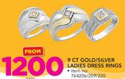 9 CT Gold/Silver Ladies Dress Rings-Each