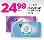 Lil-Lets Tampons 16's-Each